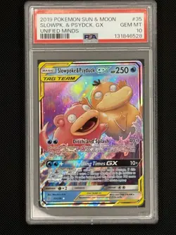 2019 Pokemon Unified Minds Slowpoke & Psyduck Gx #35 GEM MT Sun & Moon PSA 10 - Image 1