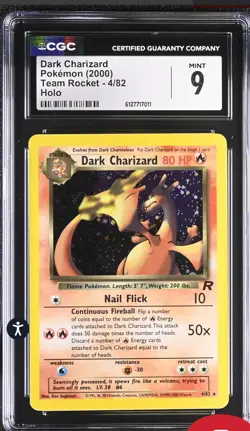 2000 Pokemon Team Rocket Dark Charizard Holo #4/82 CGC 9 - Image 1