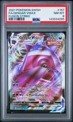 2021 POKEMON SWORD & SHIELD FUSION STRIKE #157 FULL ART/GENGAR VMAX PSA 8 - Image 1