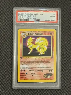 2000 Pokemon Gym Challenge Holo Rare Brock’s Ninetales First Edition 3/132 PSA 9 - Image 1