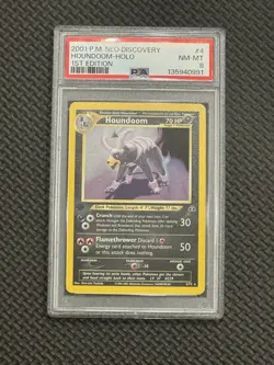 2001 Pokemon Neo Discovery Holo Rare Houndoom First Edition 4/75 PSA 8 - Image 1