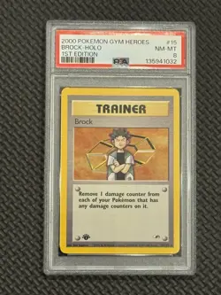 2000 Pokemon Gym Heroes Holo Rare Brock First Edition 15/132 PSA 8 - Image 1
