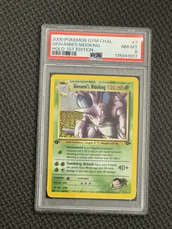 2000 Pokemon Gym Chall Holo Rare Giovanni’s Nidoking First Edition 7/132 PSA 8 - Image 1
