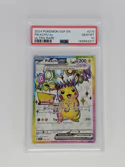 Pikachu ex 219/191 Surging Sparks Ultra Rare Pokemon PSA 10 - Image 1