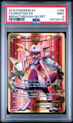 Pokemon Mewtwo EX Secret Full Art 164/162 XY Breakthrough #164 MINT PSA 9 - Image 1