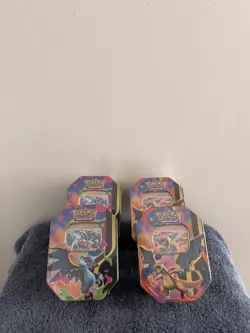 Pokemon TCG Mega Charizard X & Y EX Collector Tins Sealed X4 - Image 1