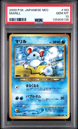 Pokemon Card Japanese Marill No. 183 PSA 10 GEM MINT Neo - Image 3
