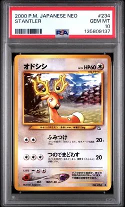 Pokemon Card Japanese Stantler No. 234 PSA 10 GEM MINT Neo - Image 3