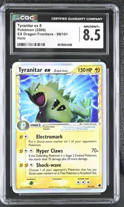 CGC 8.5 Tyranitar ex 2006 EX Dragon Frontiers 99/101 Holo Pokemon Card - Image 1