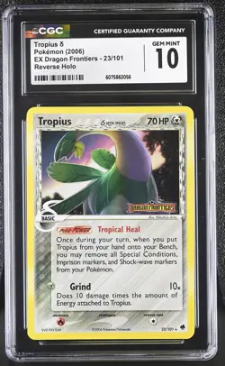 CGC 10 Tropius EX Dragon Frontiers 23/101 Reverse Holo STAMPED Pokemon Card - Image 1