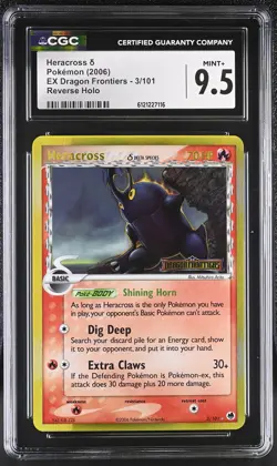 CGC 9.5 Heracross EX Dragon Frontiers 3/101 Reverse Holo STAMPED Pokemon Card - Image 1