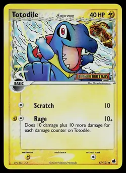 Pokemon Card - Totodile Dragon Frontiers 67/101 Common Reverse Holo Stamped - Image 1