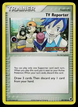 Pokemon Card - TV Reporter Dragon Frontiers 82/101 Uncommon Reverse Holo Stamped - Image 1