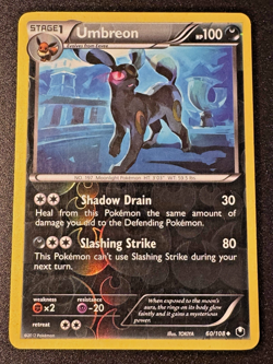 Umbreon 60/108 BW Dark Explorers Pokemon Card Reverse Holo Foil Rare HP - Image 1