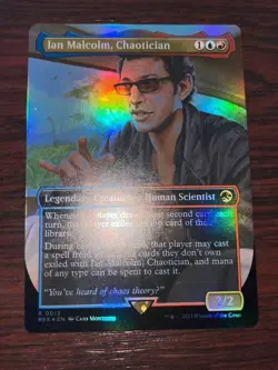 1x FOIL BORDERLESS IAN MALCOLM, CHAOTIAN - Jurassic Park - MTG Magic - Image 1