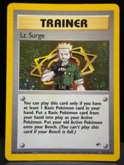 Lt. Surge 17/132 WOTC Gym Heroes Rare Unlimited Holo Holo Pokemon Card MP - Image 1