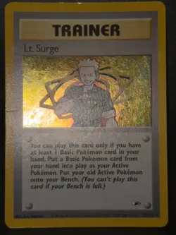 Lt. Surge 17/132 WOTC Gym Heroes Rare Unlimited Holo Holo Pokemon Card MP - Image 2
