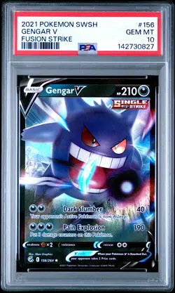 2021 POKEMON SWORD & SHIELD FUSION STRIKE #156 GENGAR V PSA 10 - Image 1