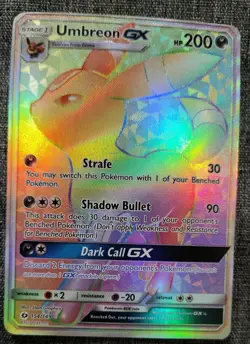 mint Pokemon Umbreon GX 154/149 Rainbow Secret Rare Card Sun & Moon Base - Image 1