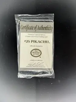 Pokemon 23K Gold Plated PIKACHU Trading Card 1999 Burger King Limited Edition - Image 3