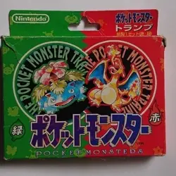 Pokemon poker card Red & Green Playing Cards 1996 Charizard From JAPAN USED - Image 1
