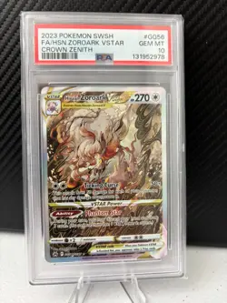 2023 Pokemon Crown Zenith Hisuian Zoroark Vstar GG56/GG70 PSA 10 Galarian Galle - Image 1