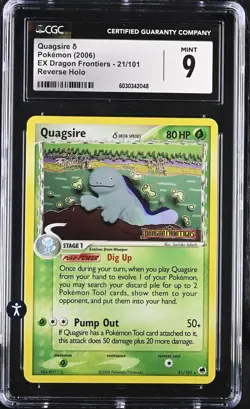 Pokemon EX Dragon Frontiers 21/101 Quagsire Reverse Holo Rare Grass CGC 9 MINT - Image 2