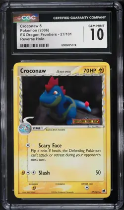 2005 POKEMON EX DRAGON FRONTIERS CROCONAW REVERSE HOLO 27/101 CGC 10 GEM MINT - Image 1