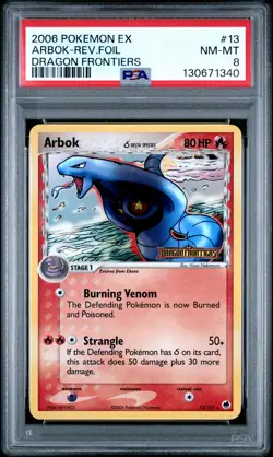 2006 POKEMON EX DRAGON FRONTIERS #13 ARBOK-REVERSE FOIL PSA 8 - Image 1