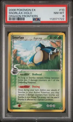 2006 POKEMON EX DRAGON FRONTIERS #10 SNORLAX-HOLO PSA 8 - Image 1
