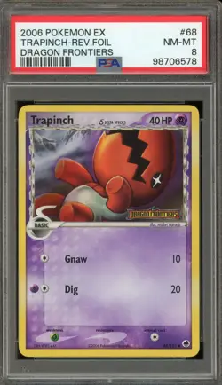 Pokemon Trapinch EX Dragon Frontiers Reverse Holo #68 PSA 8 - Image 1