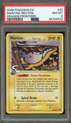 Pokemon Mantine EX Dragon Frontiers Reverse Holo Rare #20 PSA 8 - Image 1