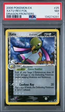 XATU-REVERSE HOLO FOIL STAMPED #25 2006 POKEMON EX DRAGON FRONTIERS PSA 7 - Image 1