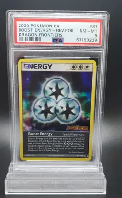 PSA 8 NM-MT Pokemon 2006 Ex Dragon Frontiers Boost Energy Reverse Rev Foil Holo - Image 1