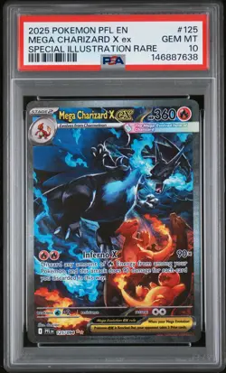 2025 POKEMON PFL EN-PHANTASMAL FLAMES #125 MEGA CHARIZARD X EX PSA 10 - Image 1