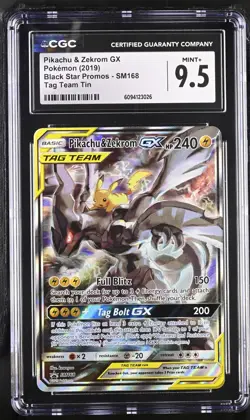 CGC 9.5! PIKACHU & ZEKROM GX SM168 2019 POKEMON TAG TEAM TINS PROMO NOT PSA/BGS - Image 1