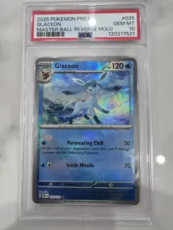 [AUS] POKEMON PRE EN-PRISMATIC EVOLUTION MASTER BALL REVERSE HOLO GLACEON PSA 10 - Image 1