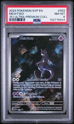 2023 POKEMON SVP EN-SV PROMO 151 ULTRA-PREMIUM COLLECTION #052 MEWTWO PSA 8 - Image 1