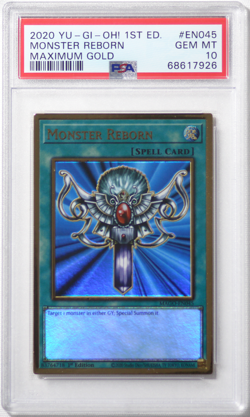 2020 YUGIOH 1st Ed. Maximum Gold EN045 Monster Reborn PSA 10 Card! GEM MINT! - Image 1