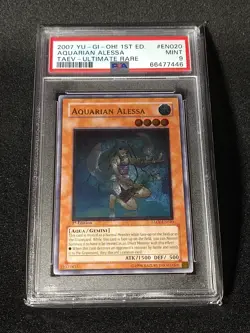 Yugioh - Aquarian Alessa TAEV-EN020 1st Edition Ultimate Rare PSA 9 MINT - Image 1