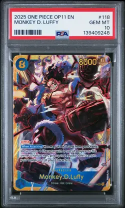 MONKEY D. LUFFY PSA 10 2025 ONE PIECE OP11-A FIST OF DIVINE SPEED #118 - Image 1