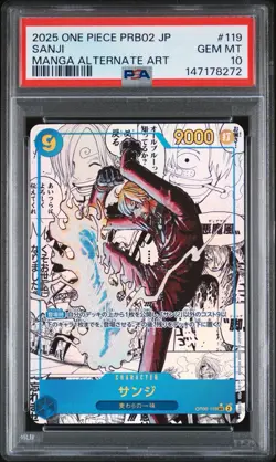 2025 ONE PIECE JAPANESE PRB02-PREMIUM BOOSTER MANGA ALT ART #119 SANJI PSA 10 - Image 1