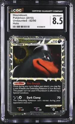 CGC 8.5 Houndoom 2010 Undaunted 82/90 Holo Pokemon Card - Image 1
