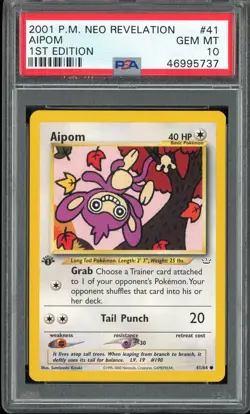 PSA 10 Aipom 1st Edition Neo Revelation 41/64 Pokemon Card - Image 1