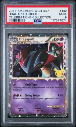 2021 POKEMON SWSH BLACK STAR PROMO CELEBRATIONS COLL #132 DRAGAPULT-HOLO - PSA 9 - Image 1