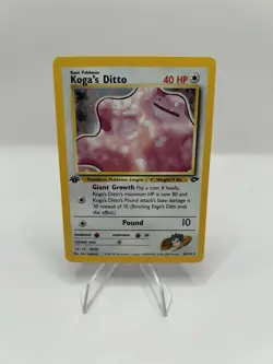 Pokemon TCG Gym Challenge 1st Edition Koga's Ditto Holo 10/132 SWIRL CLEAN - NM - Image 1
