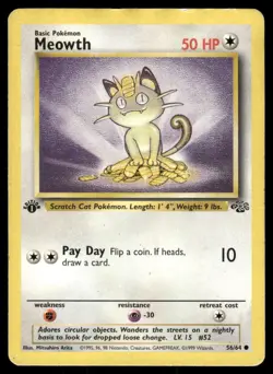 Pokemon Tcg Meowth [1st Edition] #56 Pokemon Jungle HP - Image 1