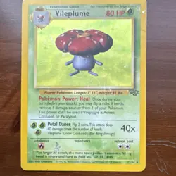 Pokemon Vileplume Jungle Holo Rare 80HP Unlimited 15/64 1999 - Damaged - Image 1