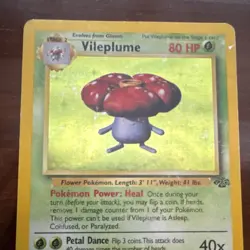 Pokemon Vileplume Jungle Holo Rare 80HP Unlimited 15/64 1999 - Damaged - Image 3