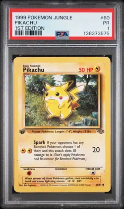 1999 POKEMON JUNGLE 1ST ED #60 PIKACHU PSA 1 - Image 1